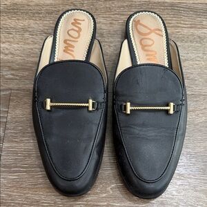 Sam Edelman Black Slip-On Loafers with Gold Detail